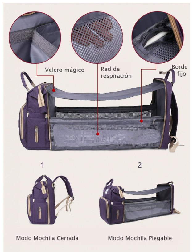 Bolso Mochila Cuna Mudador